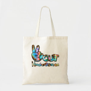 Tie Dye leopard Peace Out Kindergarten FirstDay Of Tote Bag