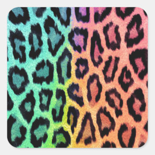 Tie Dye Leopard Print Square Sticker