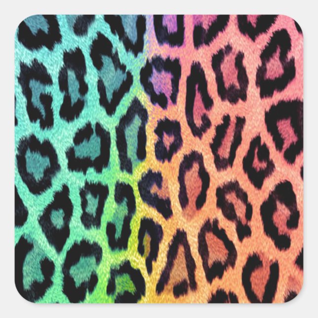 Tie Dye Leopard Print Square Sticker (Front)