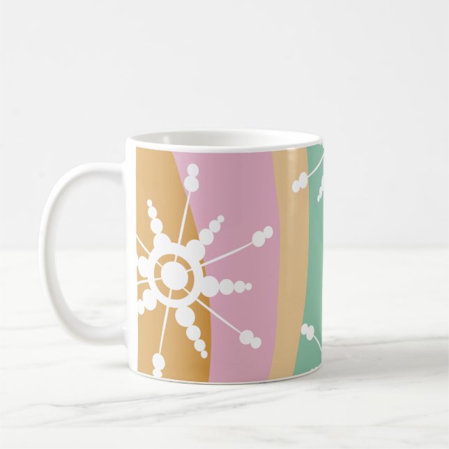 Tie Dye Liquid Retro Groovy Christmas Beige Green Coffee Mug (Left)