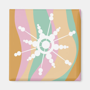 Tie Dye Liquid Retro Groovy Christmas Beige Green Magnet