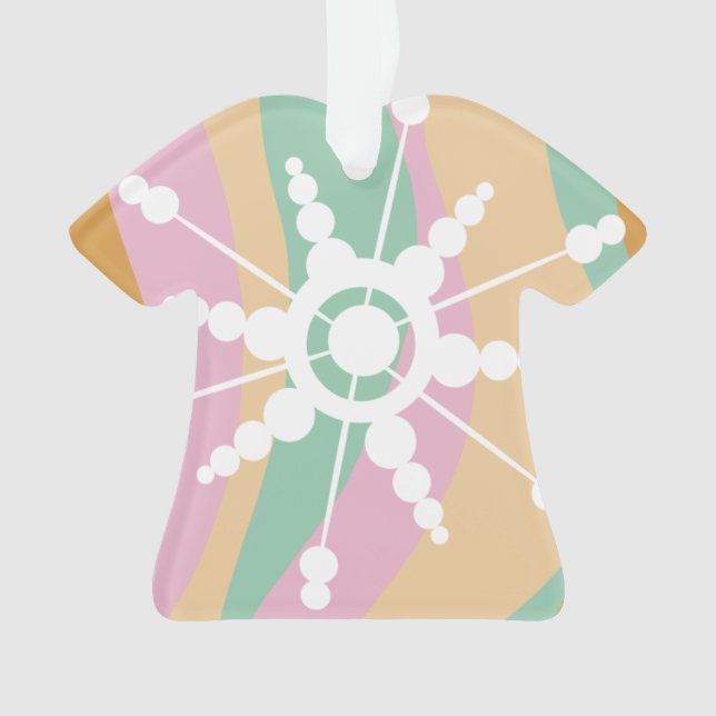 Tie Dye Liquid Retro Groovy Christmas Beige Green Ornament (Front)