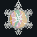 Tie Dye Liquid Retro Groovy Christmas Beige Green Snowflake Pewter Christmas Ornament<br><div class="desc">Groovy Christmas Tie Dye Ornaments with Hand Drawn Liquid Art Pattern and snowflake</div>