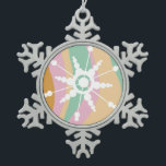 Tie Dye Liquid Retro Groovy Christmas Beige Green Snowflake Pewter Christmas Ornament<br><div class="desc">Groovy Christmas Tie Dye Ornaments with Hand Drawn Liquid Art Pattern and snowflake</div>