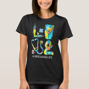 Tie Dye Love Caregiver Life Stethoscope Nursing Nu T-Shirt