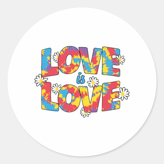Tie-Dye Love Classic Round Sticker (Front)