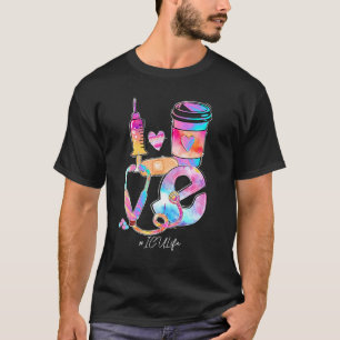 Tie Dye Love Icu Life Stethoscope Nursing Nurses D T-Shirt