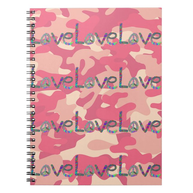Tie Dye Love on Pink Camo Notebook (Front)