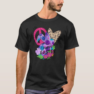 Tie Dye Love Peace Happy Easter Glitter Bunny East T-Shirt