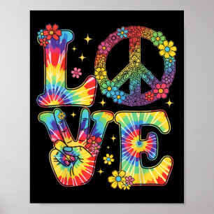 Tie Dye Love Peace Sign Retro Hippie T-shirt.png 