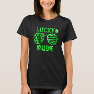 Tie Dye Lucky Dude St Patrick's Day Sunglasses Wit T-Shirt