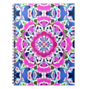 Tie Dye Mandala Pattern Denim Blue and Pink Notebook