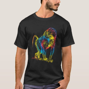 Tie Dye Mandrill Rainbow Print Monkey Hippie Peace T-Shirt