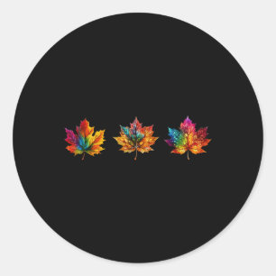 Tie Dye Maple Leaf Autumn Fall Leaves Season Men W Classic Round Sticker