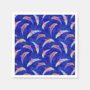 Tie Dye Marine Animals Dolphins Marlins Napkin