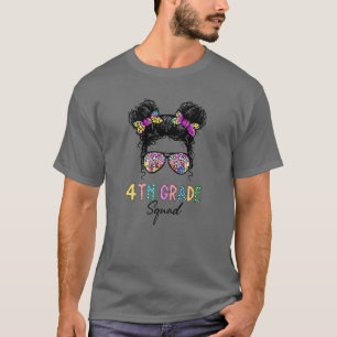 Tie Dye Messy Bun 4Th Grade Squad Teacher Back To T-Shirt