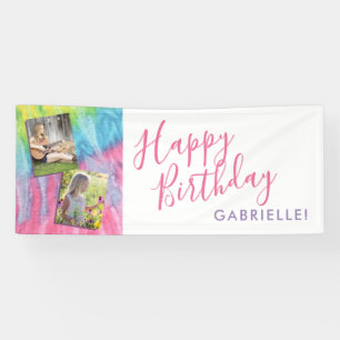 Tie Dye Modern Hippie Photo Birthday Banner