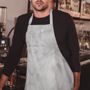 Tie Dye   Modern Minimalist Grey Monogram Apron