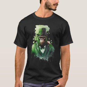 Tie Dye Monkey Tuxedo Leprechaun Hat St Patrick's T-Shirt
