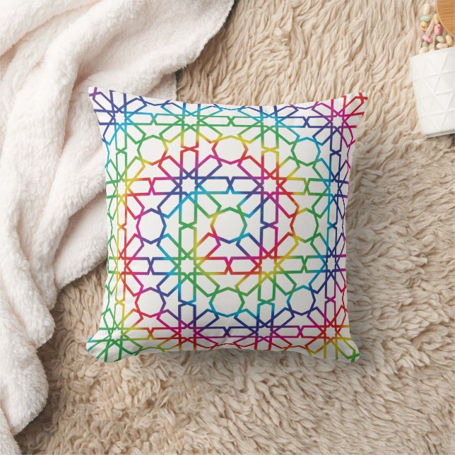 Tie Dye Moroccan Zellige Pattern Art (Zelij) Cushion (Blanket)