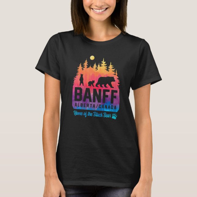Tie Dye Mother Bear and Cubs Banff National Park   T-Shirt (Front)