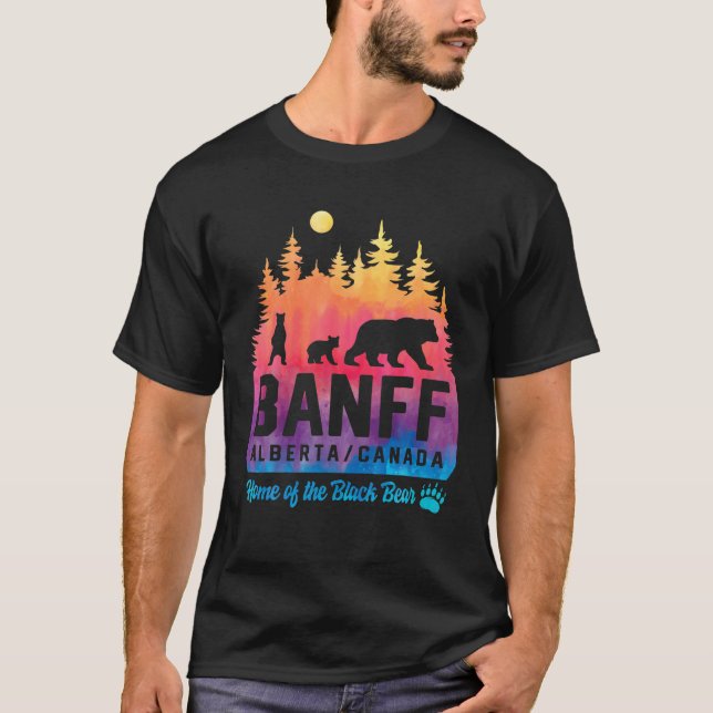 Tie Dye Mother Bear And Cubs Banff National Park T-Shirt (Front)