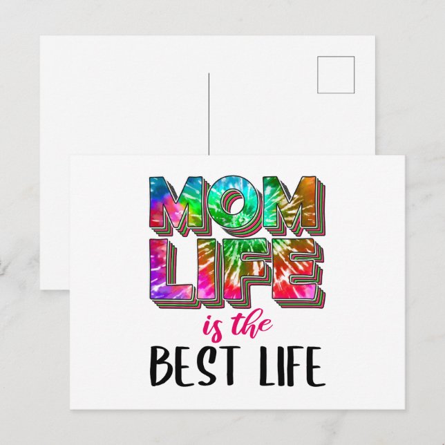 Tie Dye Mum Life is the Best Life Postcard (Front/Back)