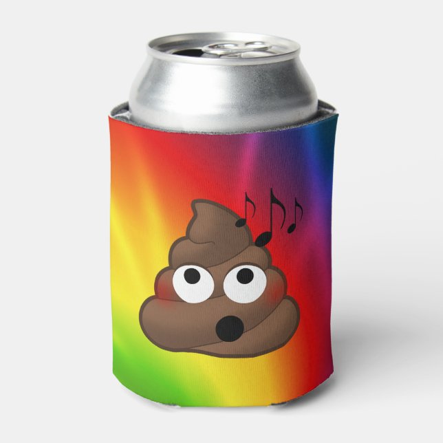 Tie- Dye Music Loving Poop Emoji Can Cooler (Can Front)