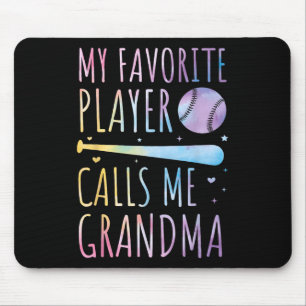 Tie-dye My Favourite Player Calls Me Grandma Baseb Mouse Mat