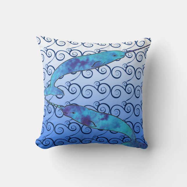 Tie Dye Narwhal Pillow (Front)