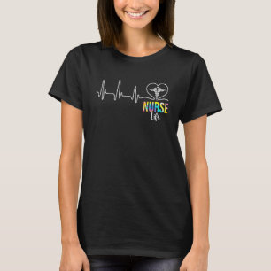 Tie Dye Nurse Life Heartbeat Nurse Week Apprecia T-Shirt