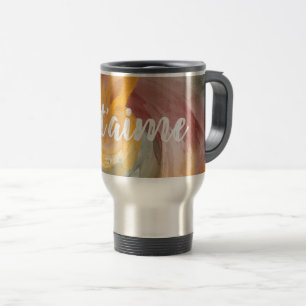 Tie-Dye Orange Green Painterly Watercolor in Love Travel Mug