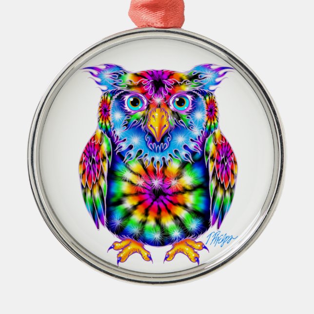 Tie Dye Owl Ornament (Front)