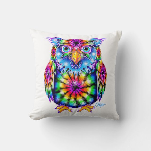 Tie Dye Owl Pillow (Front)