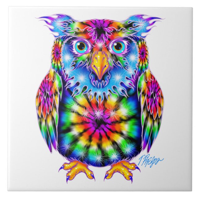 Tie Dye Owl Tile (Front)