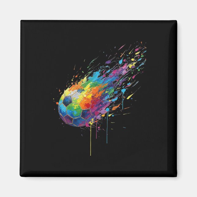 Tie-dye Paint Splats Soccer Footbyll Player Fans E Magnet (Front)