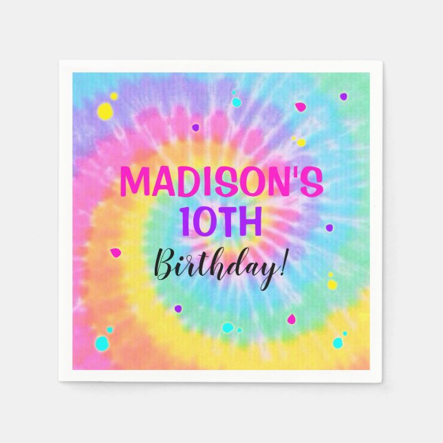 Tie Dye Paper Napkins Rainbow Tie Dye (Front)