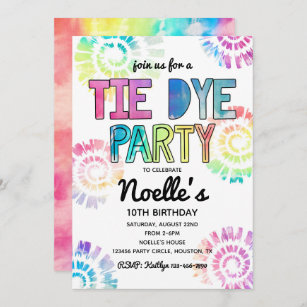Tie Dye Party Invitation   Tie Dye Birthday