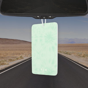 Tie Dye   Pastel Mint Green Monogram Car Air Freshener