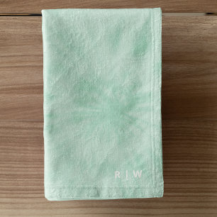 Tie Dye Pastel Mint Green Monogram Hand Towel