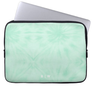 Tie Dye Pastel Mint Green Monogram Laptop Sleeve
