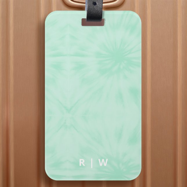 Tie Dye | Pastel Mint Green Monogram Luggage Tag (Creator Uploaded)