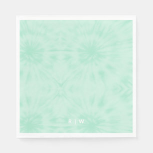 Tie Dye   Pastel Mint Green Monogram Napkin