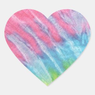 Tie Dye Pastel Pink and Aqua Heart Sticker