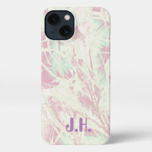 Tie Dye   Pastel Pink Mint Green Monogram iPhone 13 Case