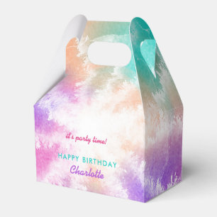 Tie Dye Pastel Pink Orange Teal Purple Birthday Favour Box