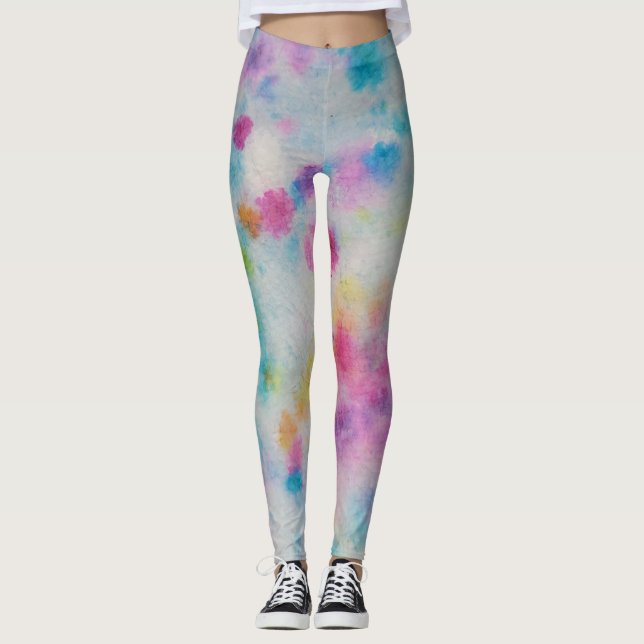 Tie Dye Pastel Watercolor Leggings (Front)