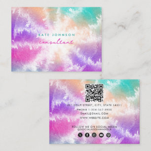Tie Dye Pastel Watercolor Pink Orange Teal Purple Business Card