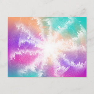 Tie Dye Pastel Watercolor Pink Orange Teal Purple Holiday Postcard