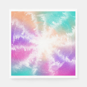 Tie Dye Pastel Watercolor Pink Orange Teal Purple Napkin